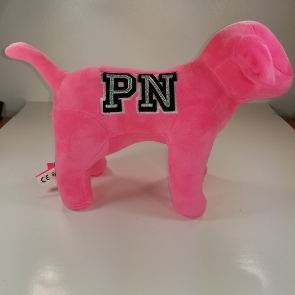 PINK Victoria's Secert Pink Nation Limited Edition Pink & Silver Plush Dog - Picture 3 of 9